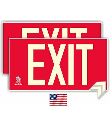 Photoluminescent Exit Sign Red - Aluminum - UL 924 Code Approved